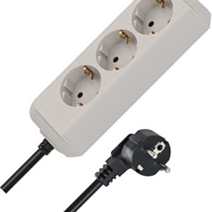 Brennenstuhl Eco-Line, Steckdosenleiste 3-Fach (Mehrfachsteckdose mit erhöhtem Berührungsschutz und 1,5m Kabel) lichtgrau