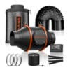 100mm Inline-Lüfter 205CFM Abluftventilator Kohlefilter & Schlauchsets